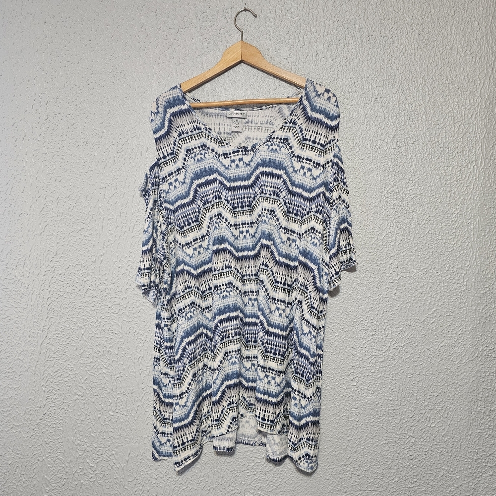 Catherine's Blouse Women's Size 3X Stretchy Cold Shoulder Casual Top